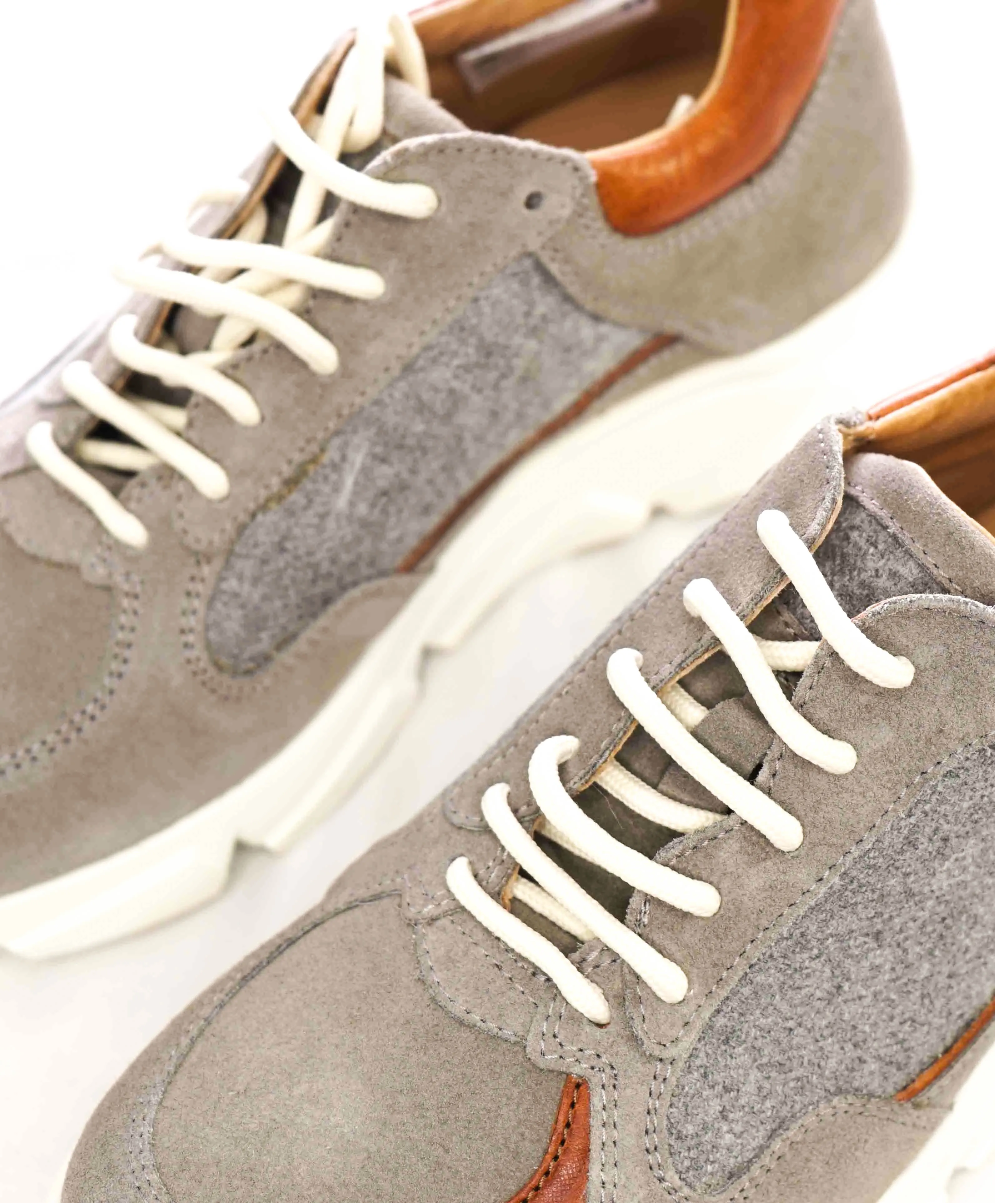 $695 ELEVENTY - Flannel Wool / Suede Leather Runner Sneakers - 7 US (40EU)