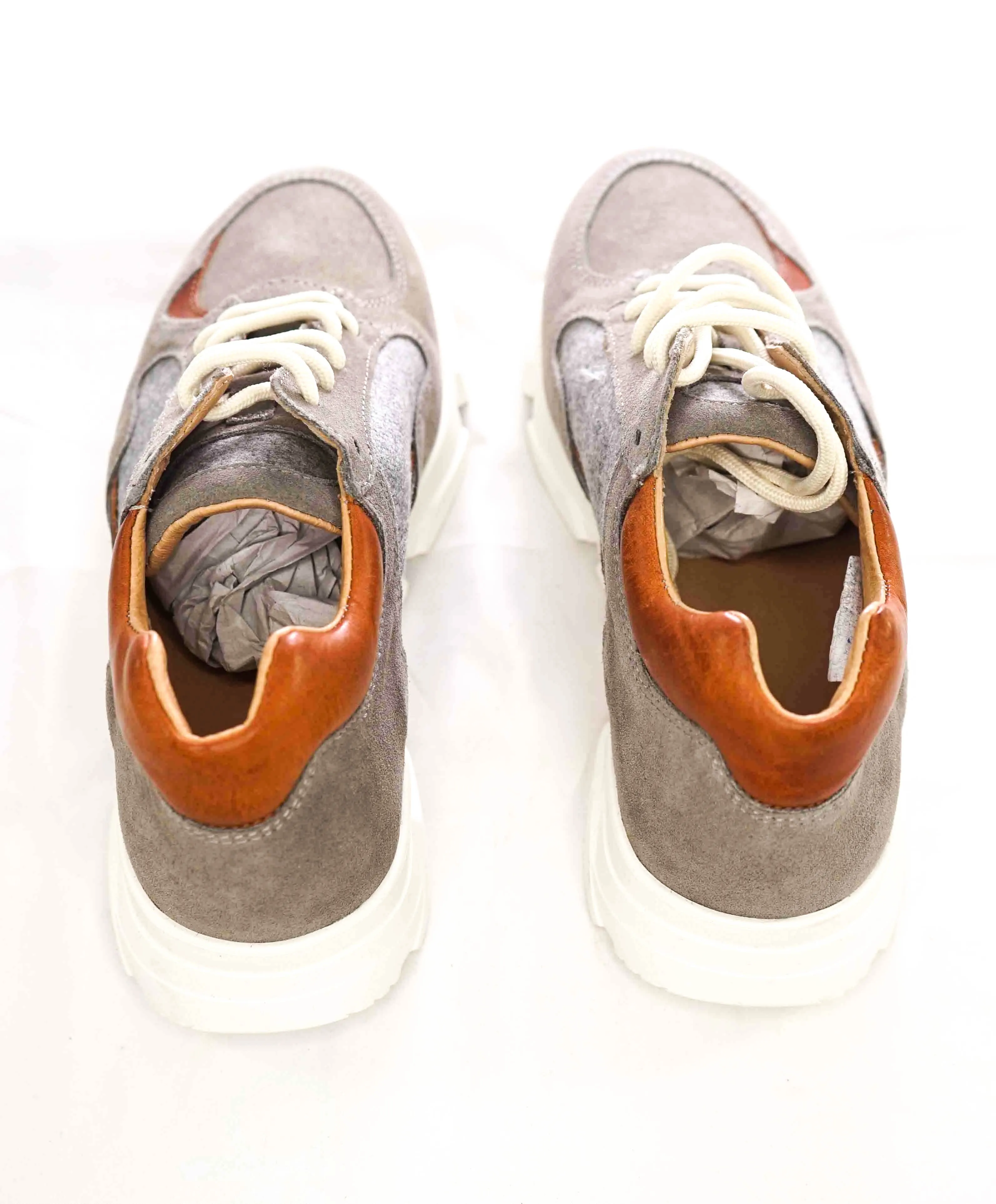 $695 ELEVENTY - Flannel Wool / Suede Leather Runner Sneakers - 7 US (40EU)