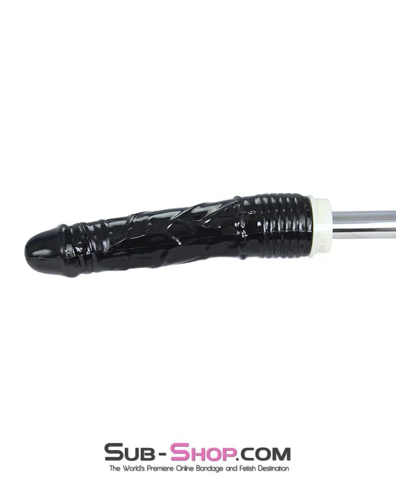 9968M      Slave Stockade with Stainless Steel   Rubber Cuffs and Dildo Set – Large / Extra Large Size