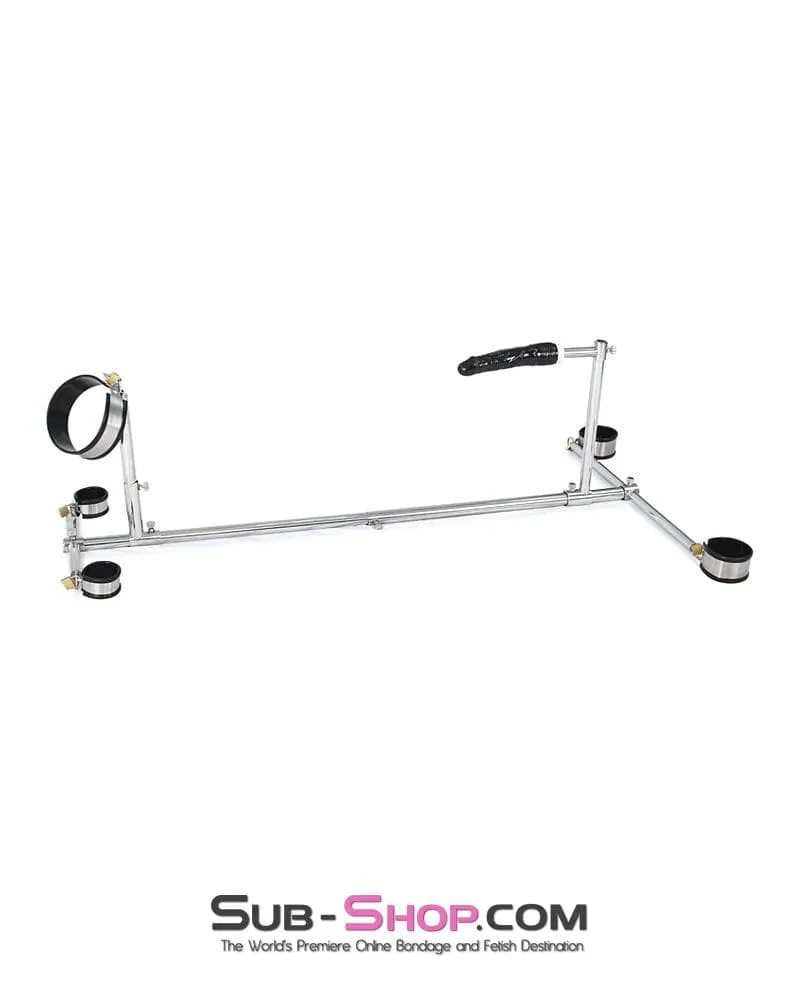 9968M      Slave Stockade with Stainless Steel   Rubber Cuffs and Dildo Set – Large / Extra Large Size