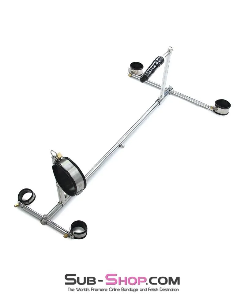 9968M      Slave Stockade with Stainless Steel   Rubber Cuffs and Dildo Set – Large / Extra Large Size