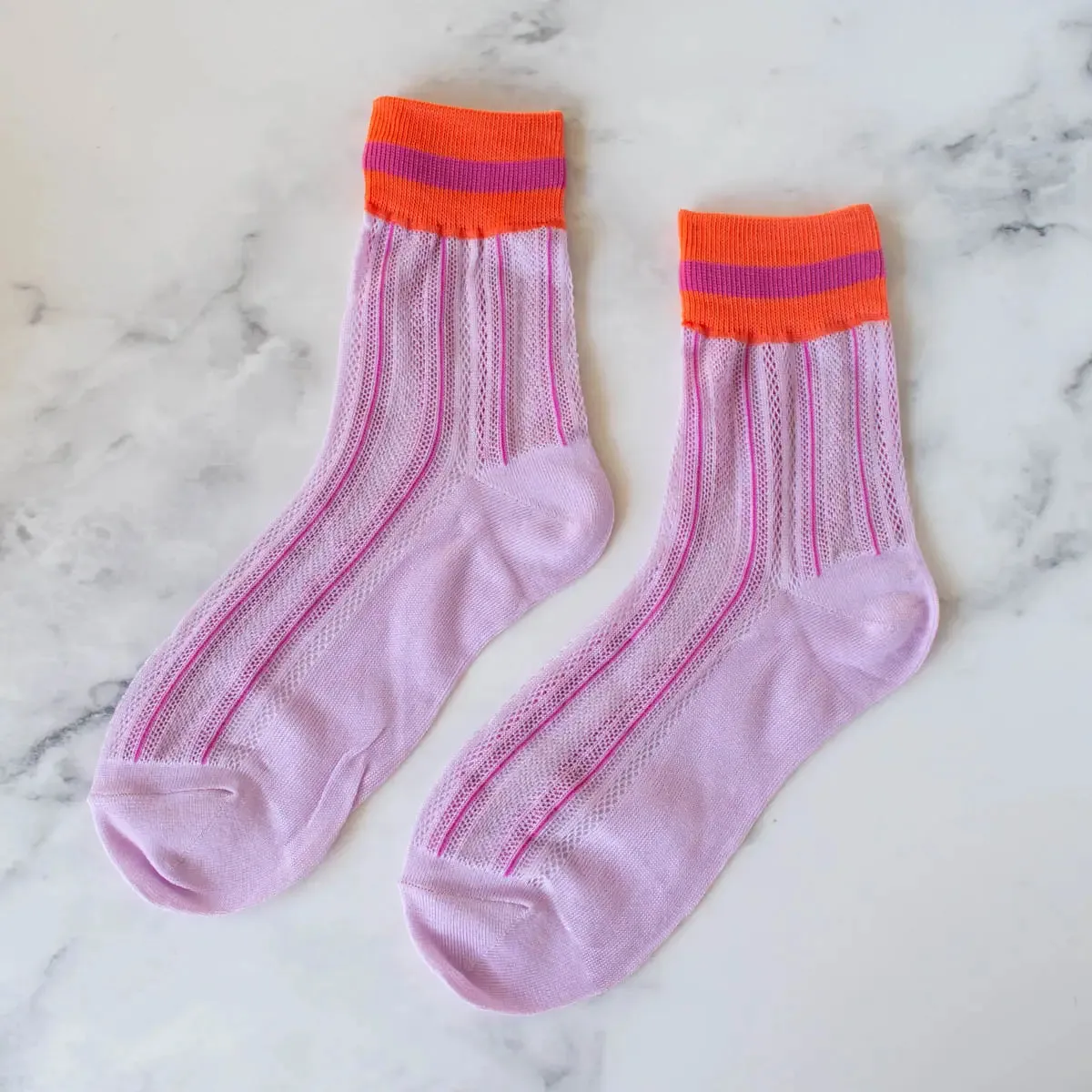 Ankle Mesh Striped Socks