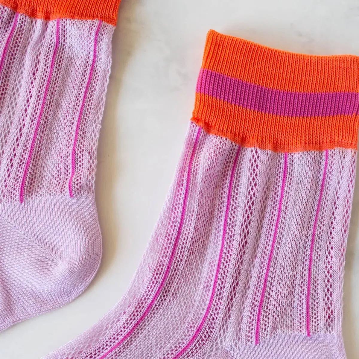 Ankle Mesh Striped Socks