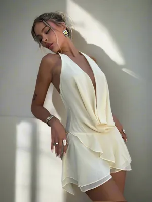 Backless Semi-Sheer Mini Dress