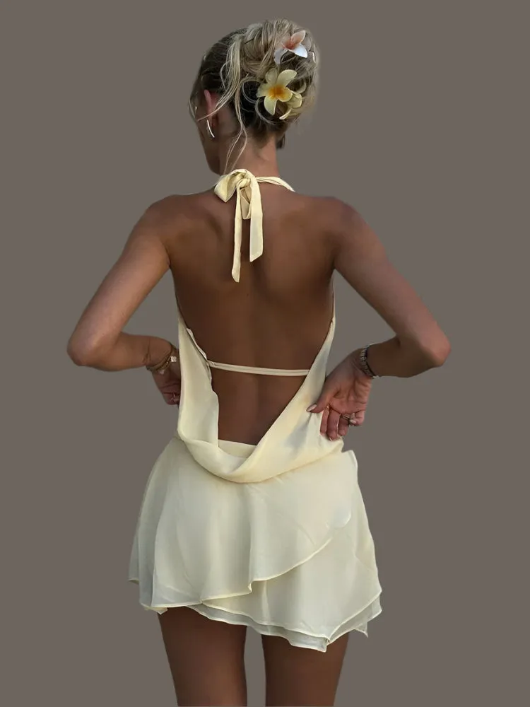 Backless Semi-Sheer Mini Dress
