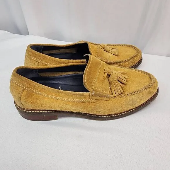 Cole Haan Size 8.5 Men's Pinch Tassle Loafer Dark Yellow Suede Leather Slip-on W