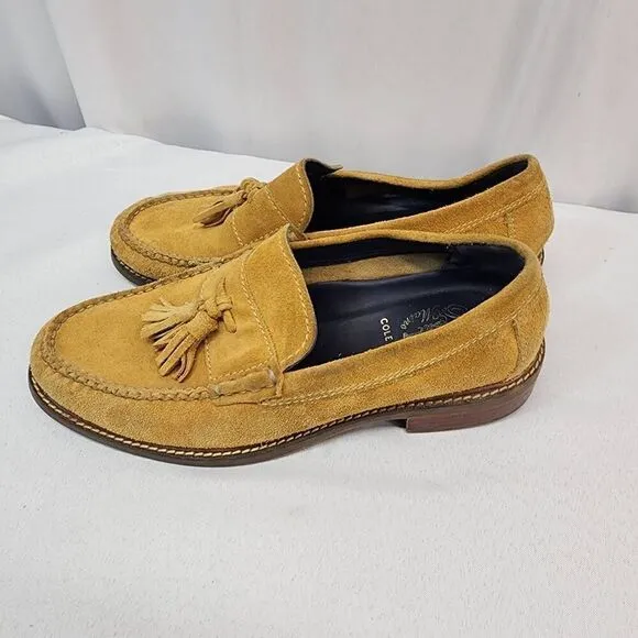 Cole Haan Size 8.5 Men's Pinch Tassle Loafer Dark Yellow Suede Leather Slip-on W