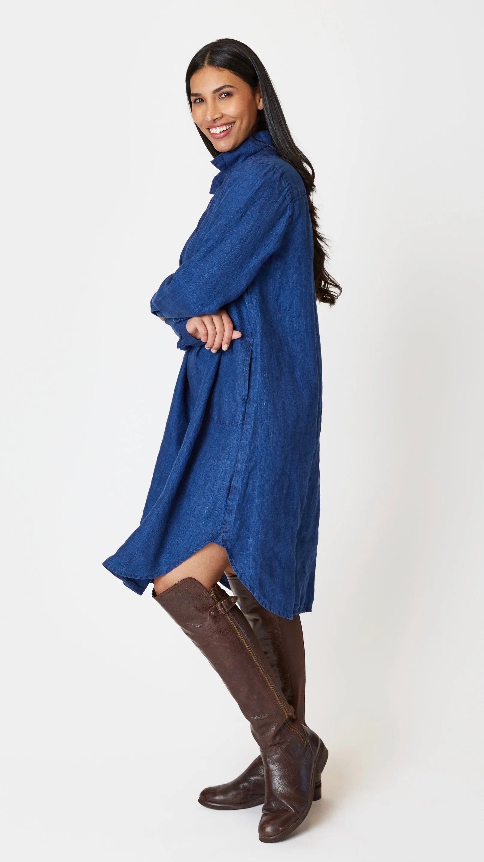CP Shades Lara Dress - Linen Indigo Twill