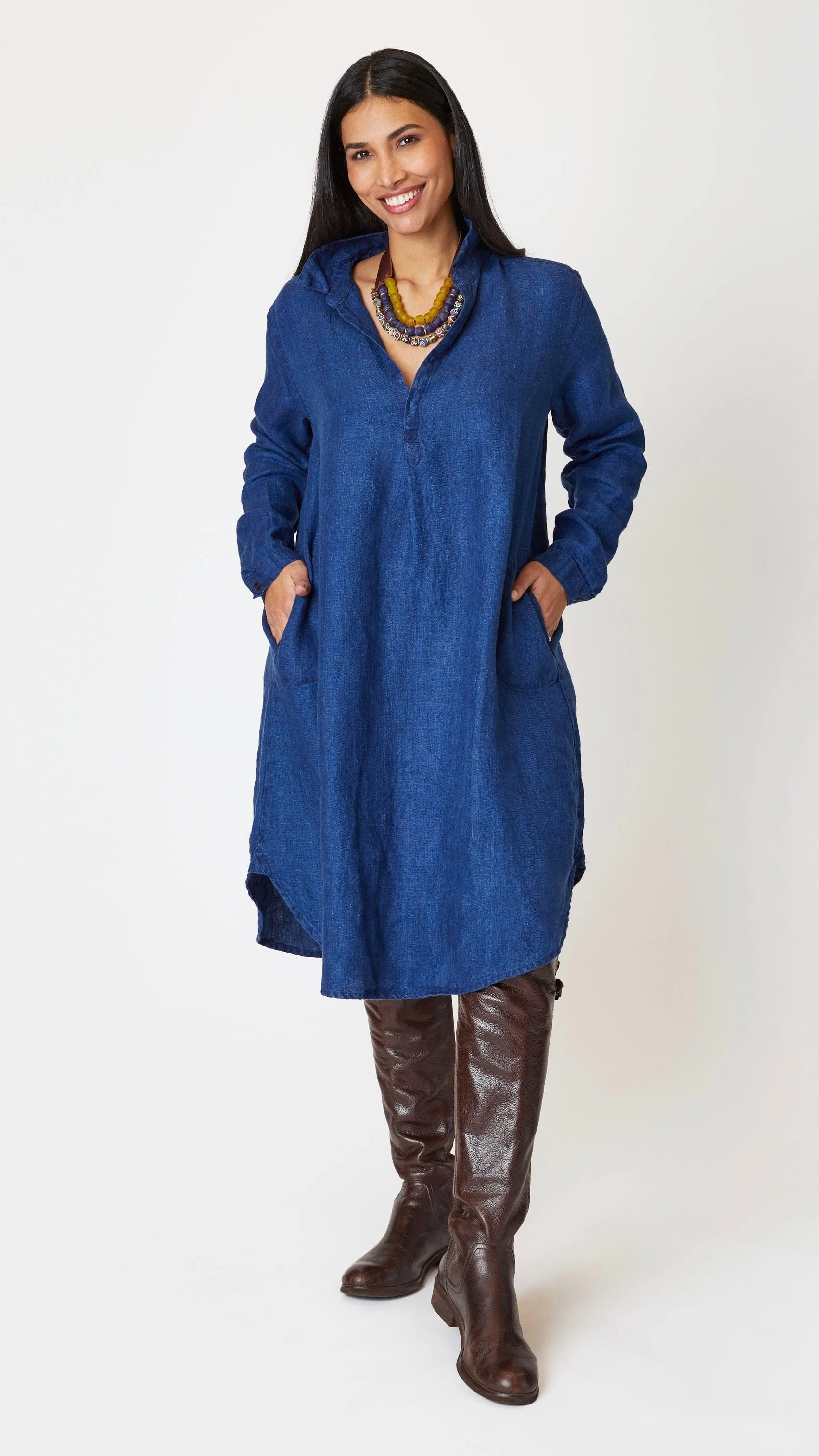 CP Shades Lara Dress - Linen Indigo Twill