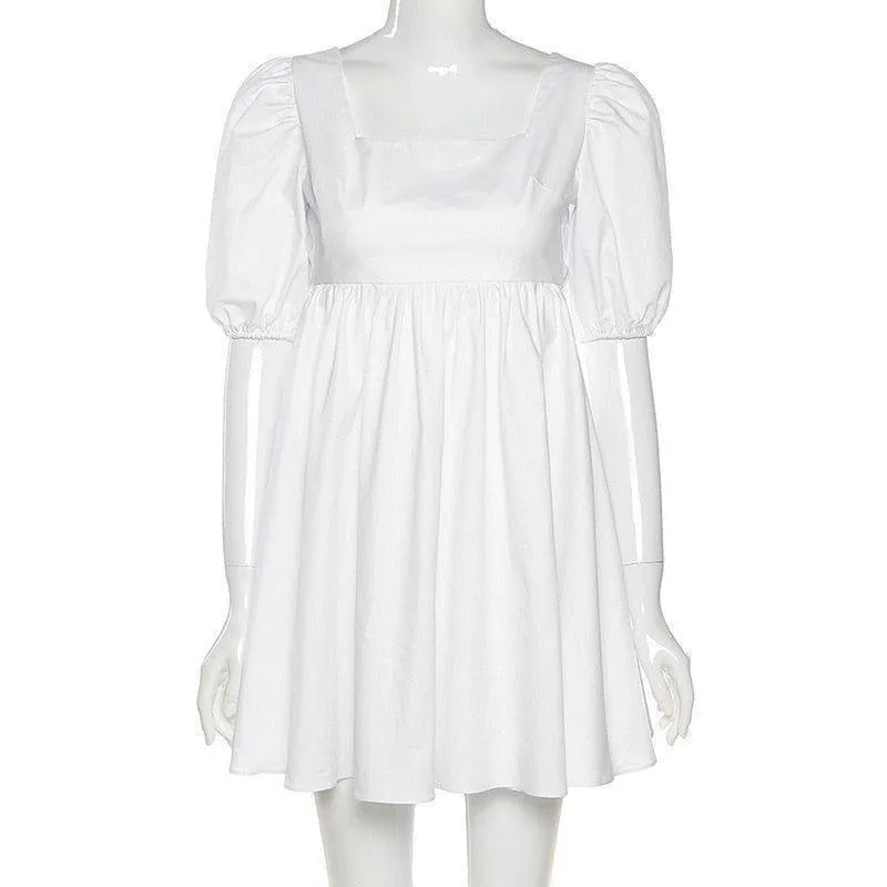 Dina Puff Sleeve Square Collar Mini Dress