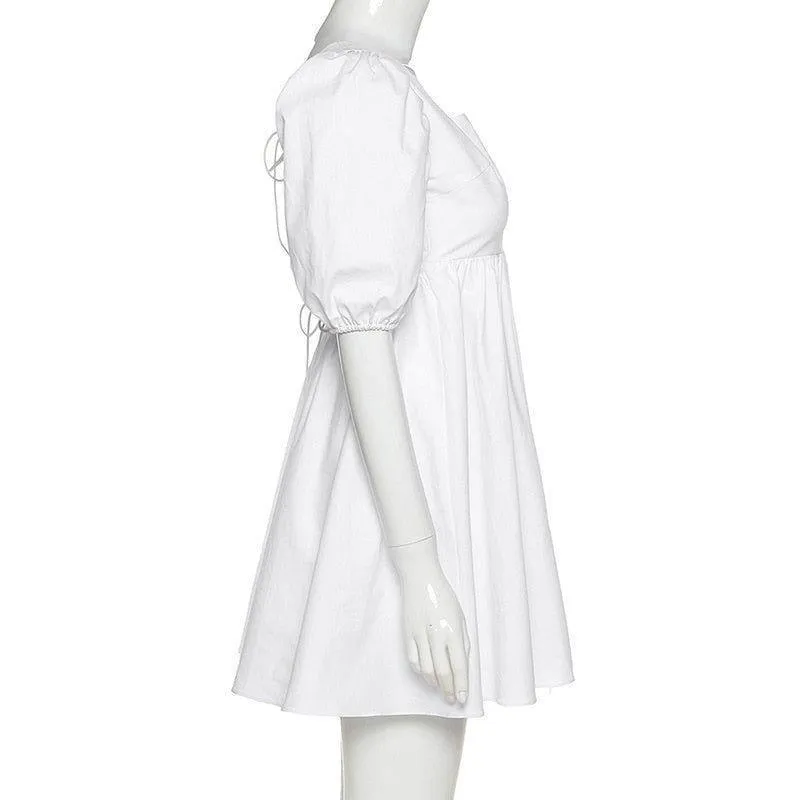 Dina Puff Sleeve Square Collar Mini Dress