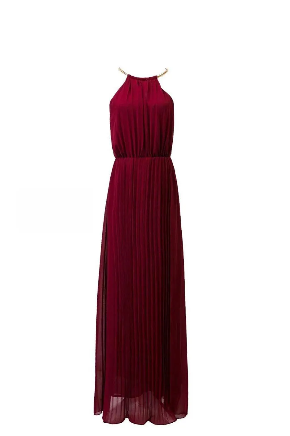 fashion sexy dress sleeveless Halter pleated pink series of sexy fashion chiffon dress