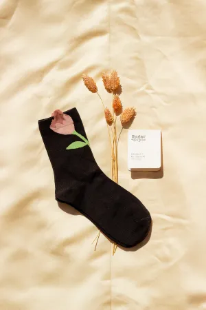 Flower Illustrated Ankle Top Socks