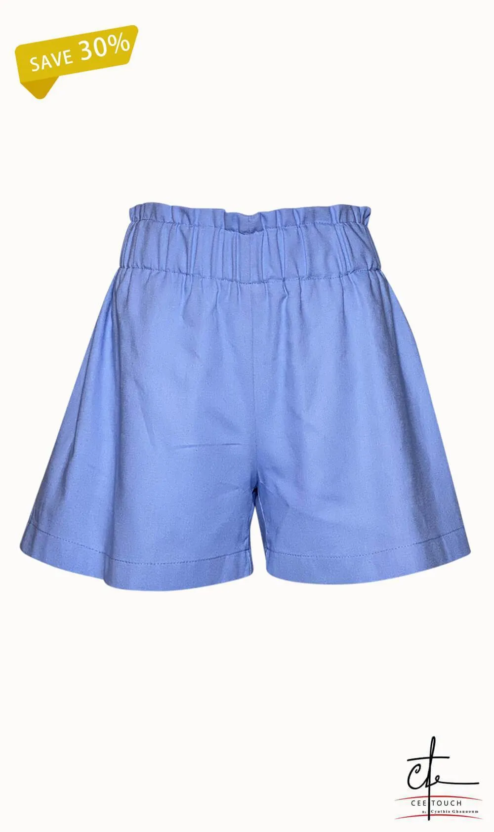 High Waisted Elasticated Linen Shorts