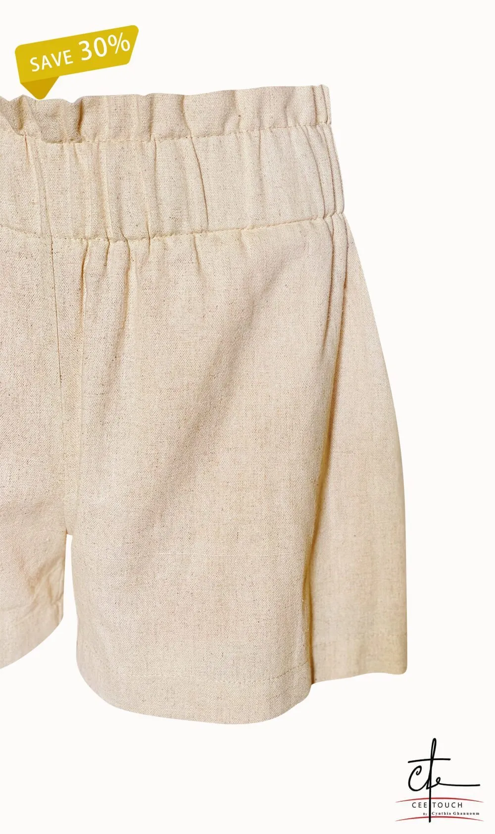 High Waisted Elasticated Linen Shorts