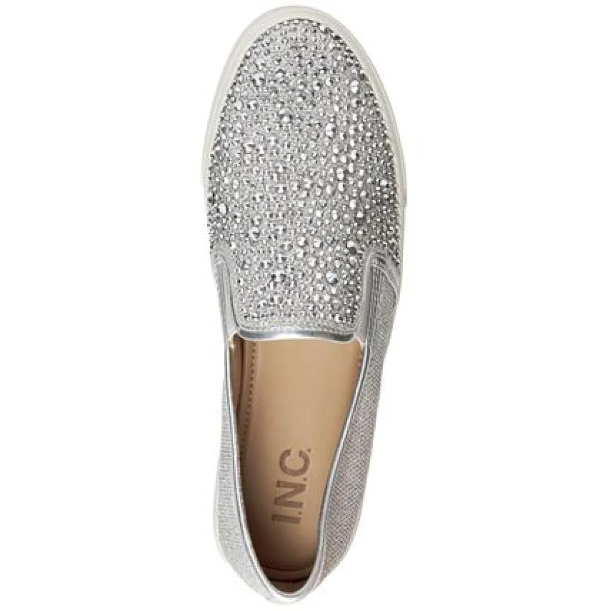 INC Womens Faux Leather Loafer Casual and Fashion Sneakers Silver 5 Medium (B,M)