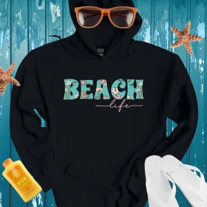 Ocean Inspired Vintage Beach Life Hoodie Turquoise Design
