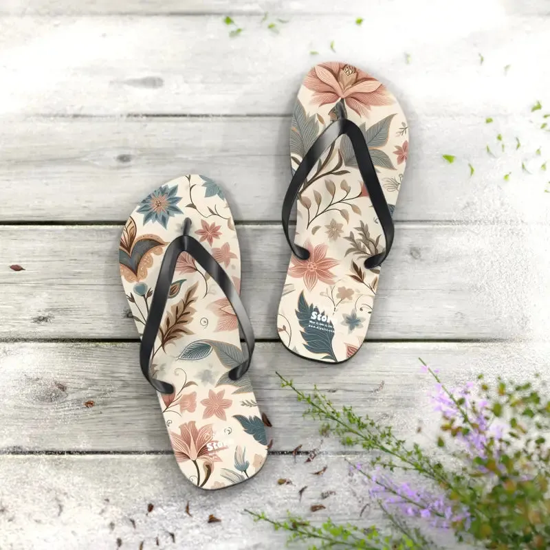 Pastel Floral Flair Unisex Flip Flops for Summer Fun
