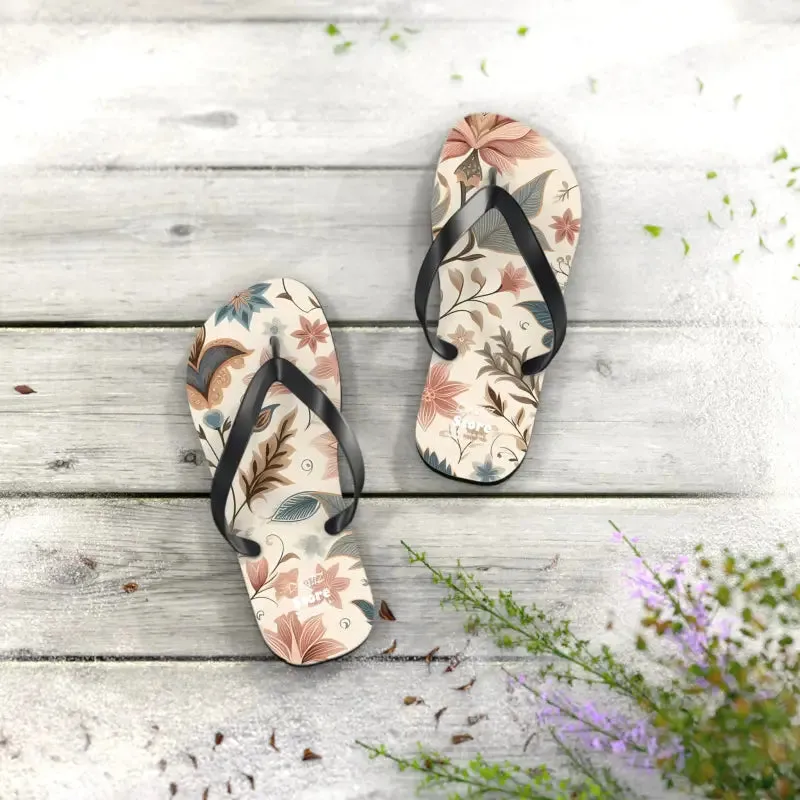Pastel Floral Flair Unisex Flip Flops for Summer Fun