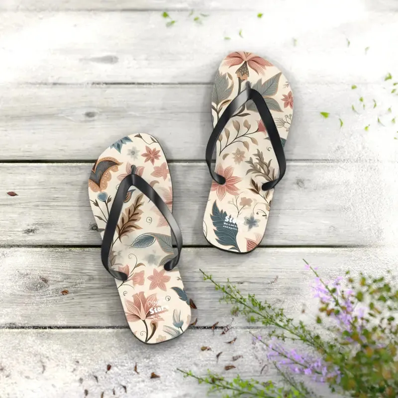 Pastel Floral Flair Unisex Flip Flops for Summer Fun