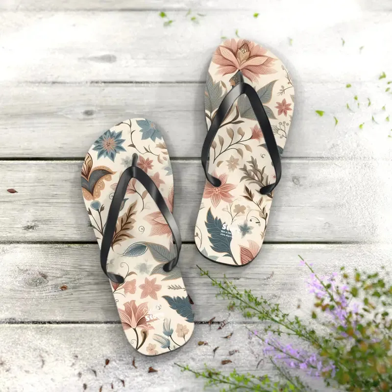 Pastel Floral Flair Unisex Flip Flops for Summer Fun