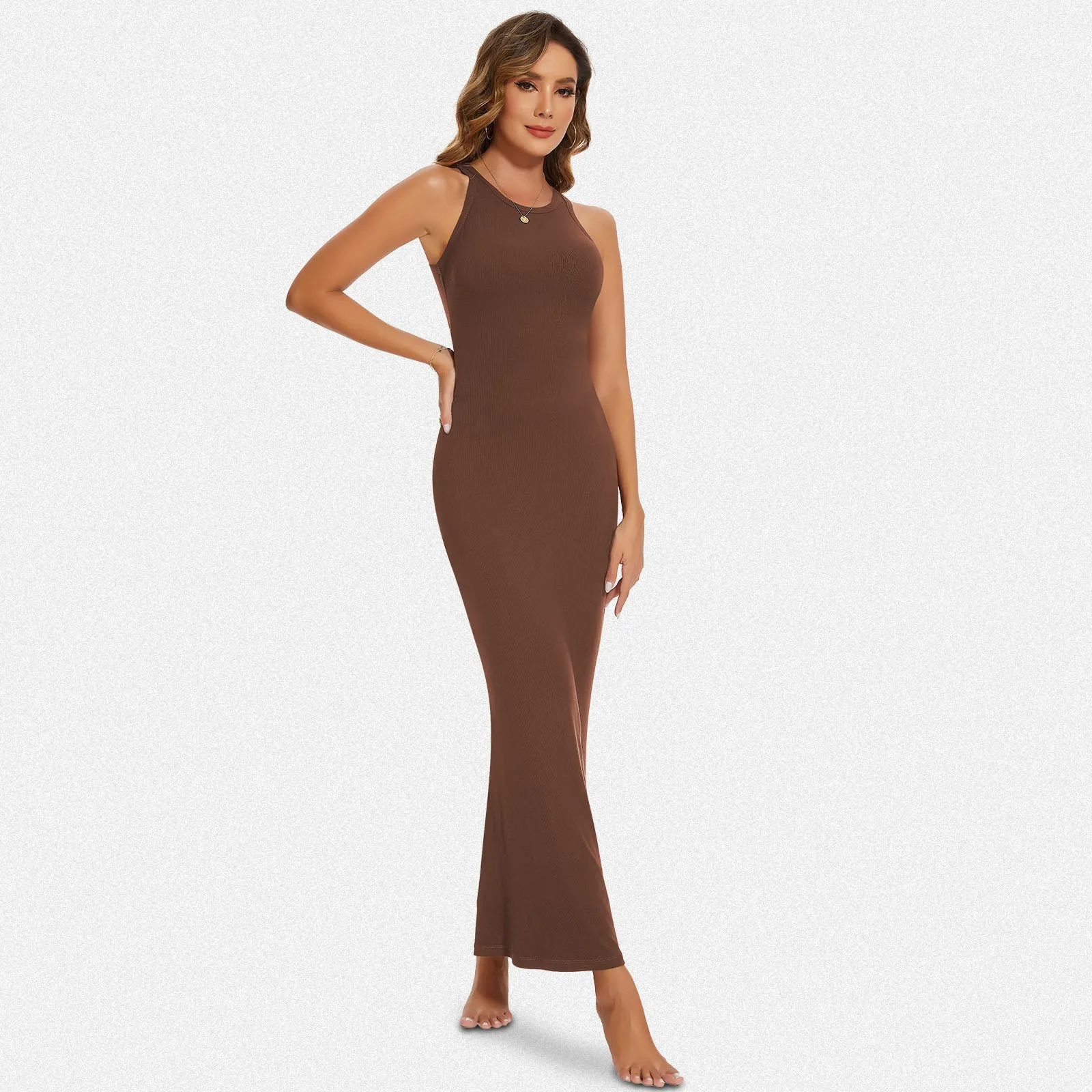 Shaperin Halter Neck Bodycon Maxi Dress
