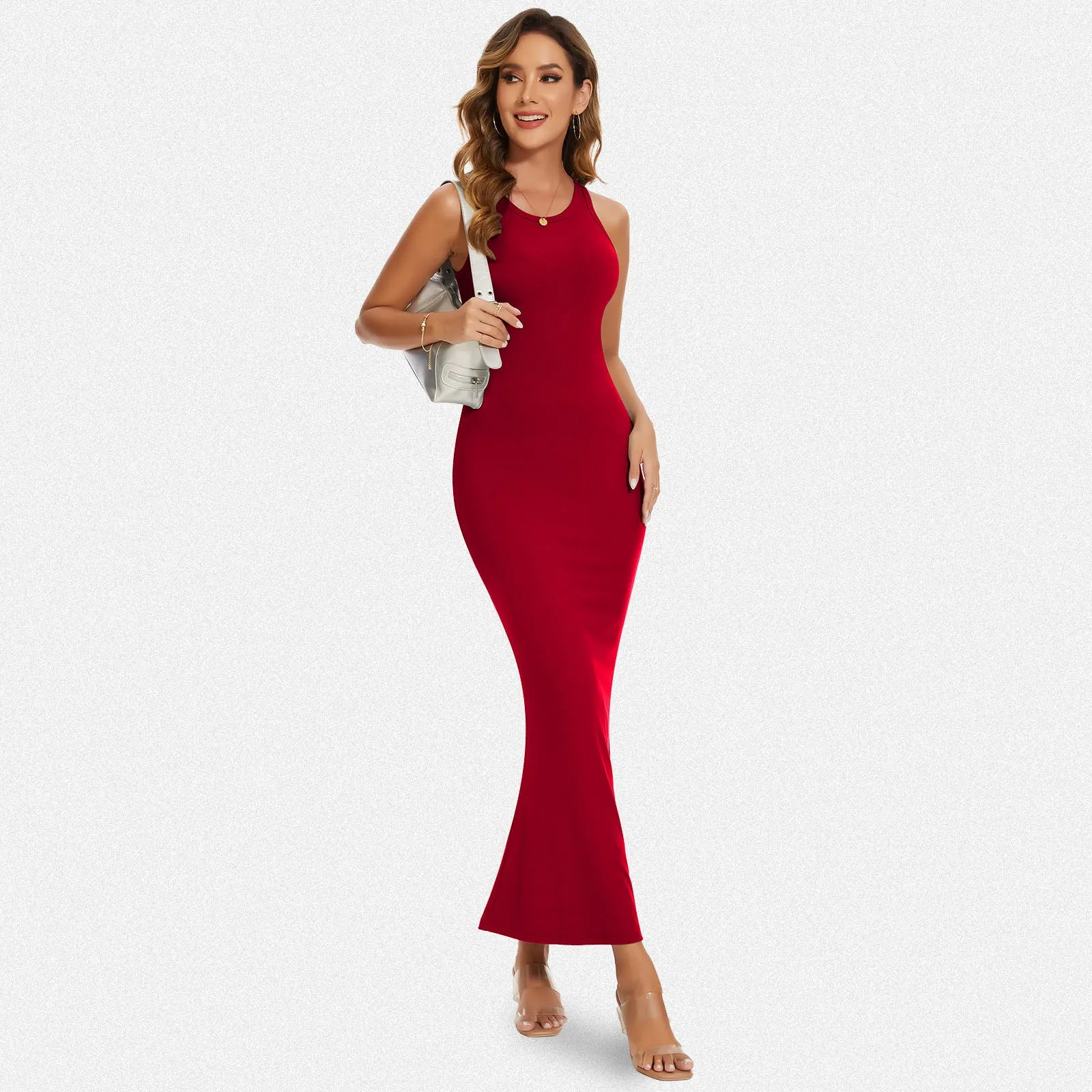 Shaperin Halter Neck Bodycon Maxi Dress