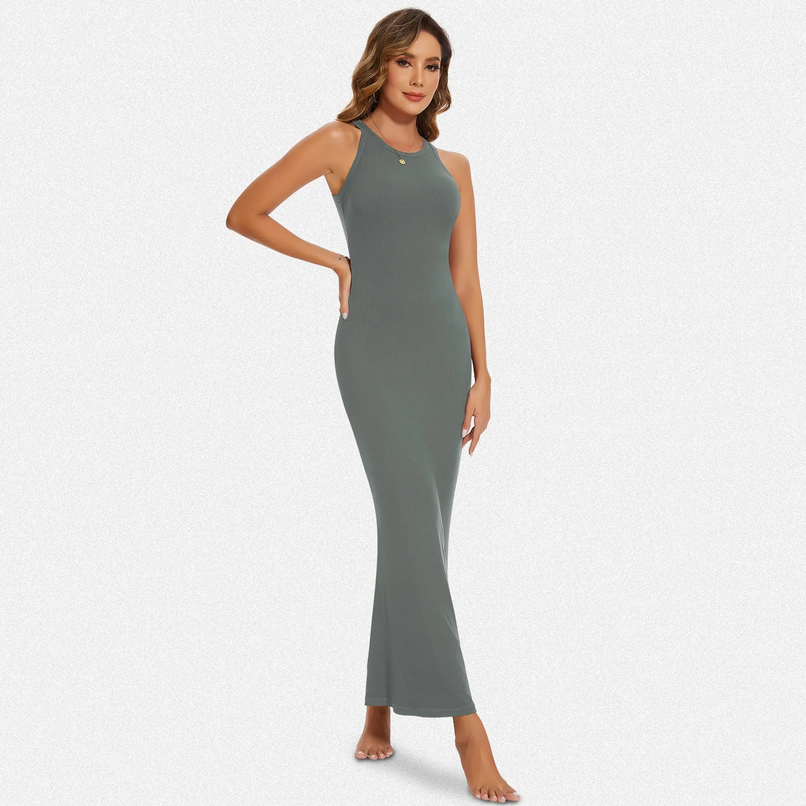 Shaperin Halter Neck Bodycon Maxi Dress