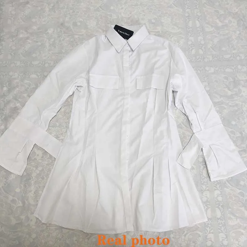 Shirt Flared Dress Women's Long-sleeved Summer Temperament Waist Slim Polo Collar
