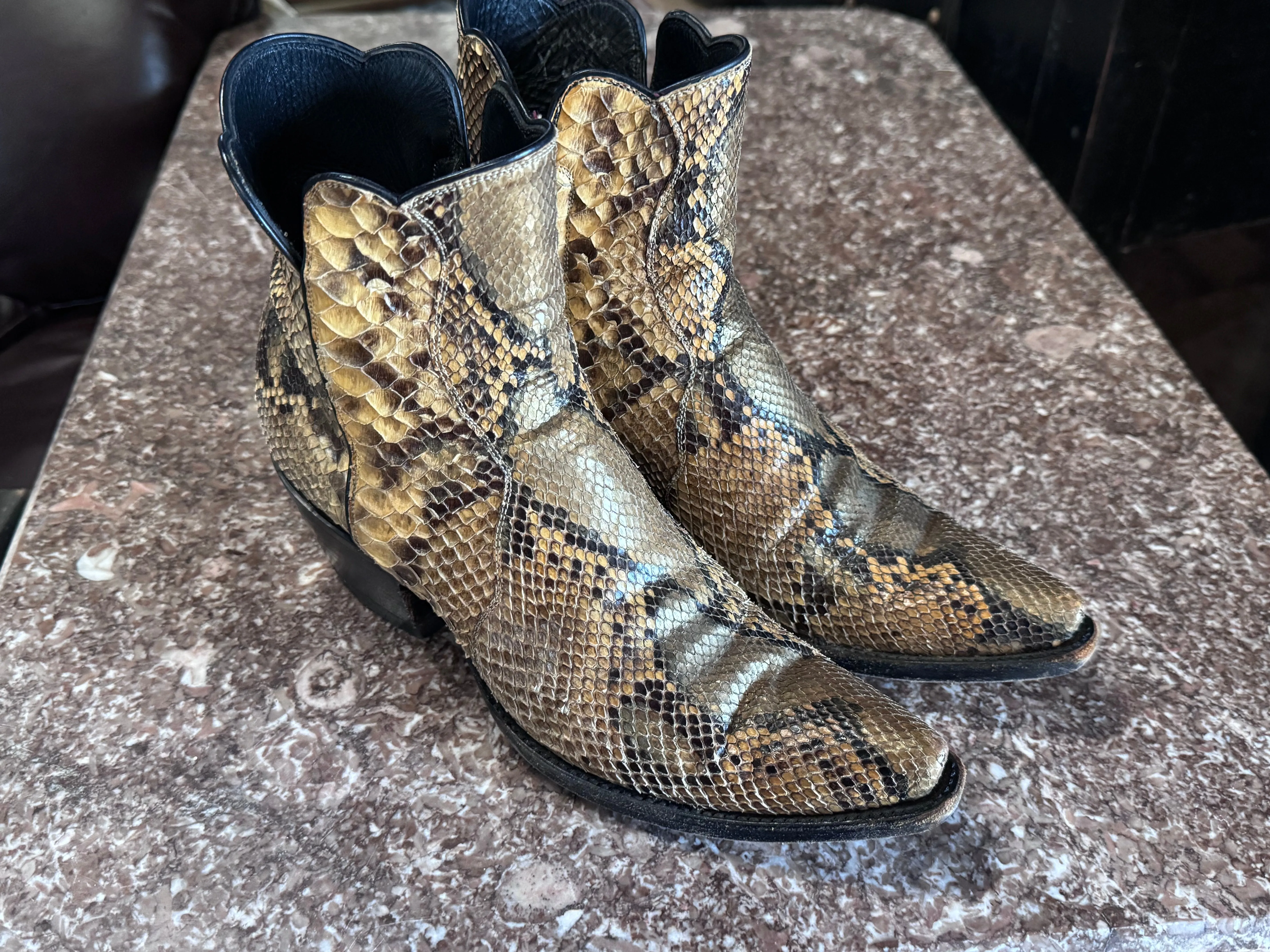 Stallion Python Gold Tone Boots 7C