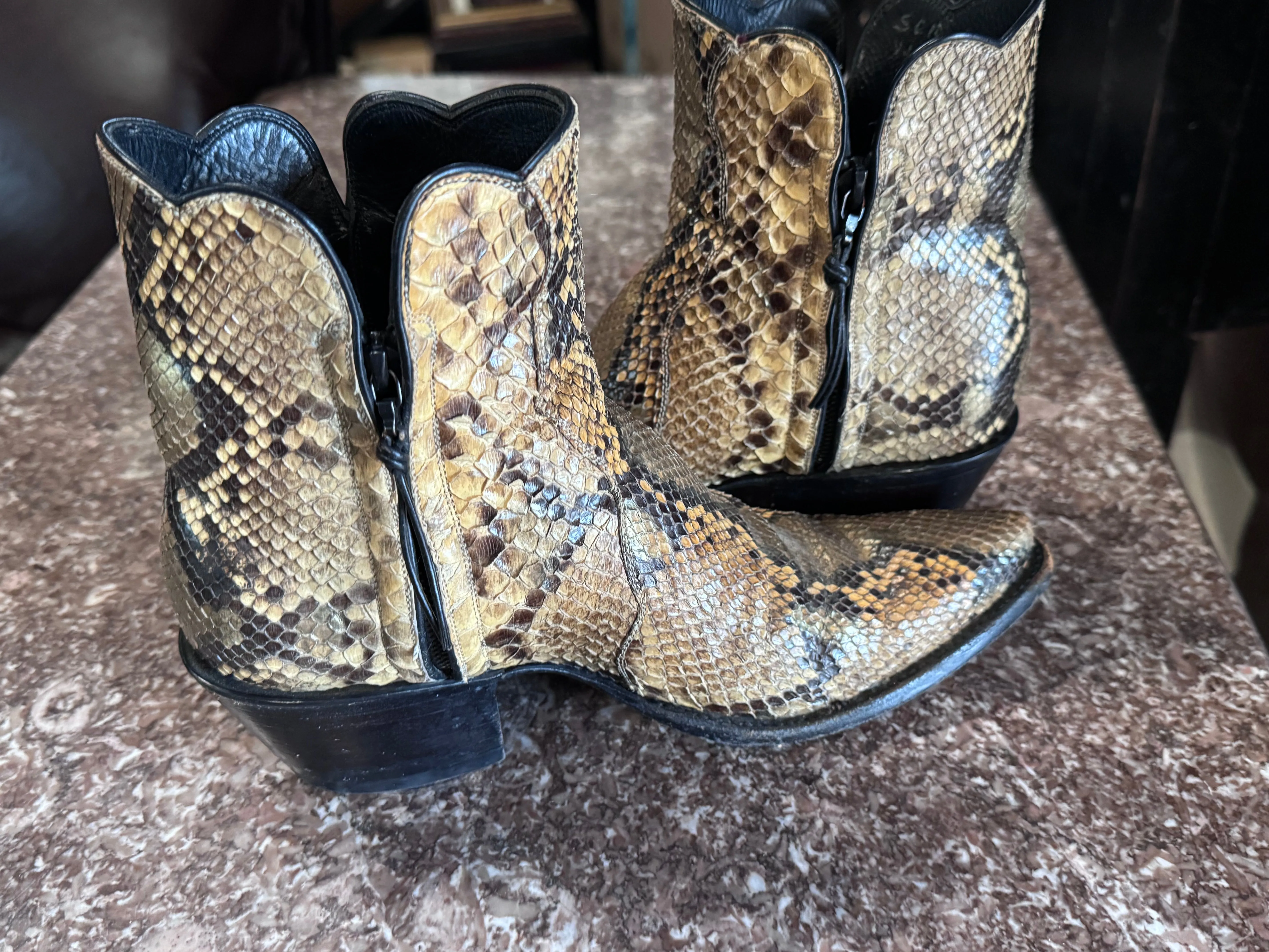 Stallion Python Gold Tone Boots 7C