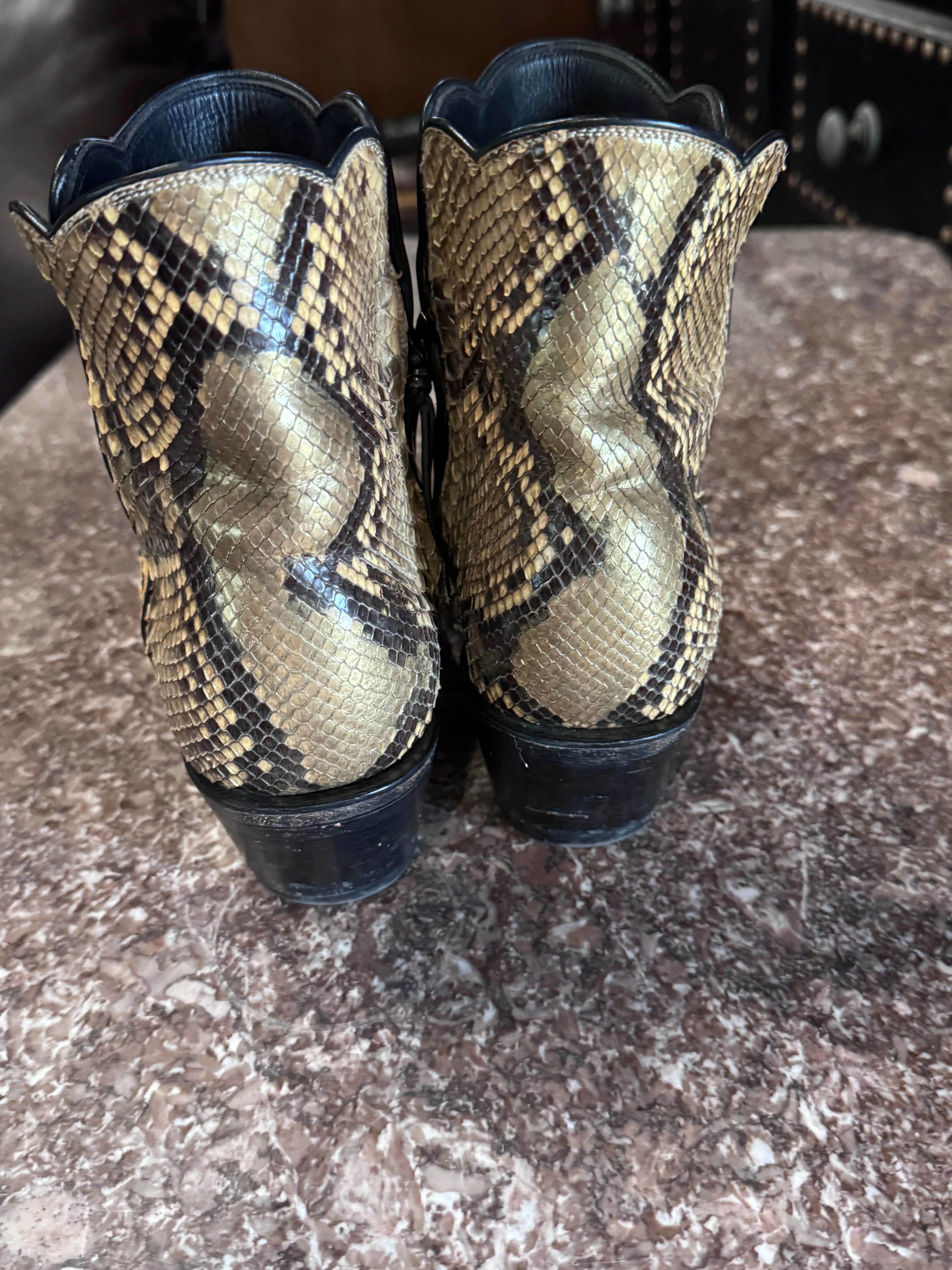 Stallion Python Gold Tone Boots 7C
