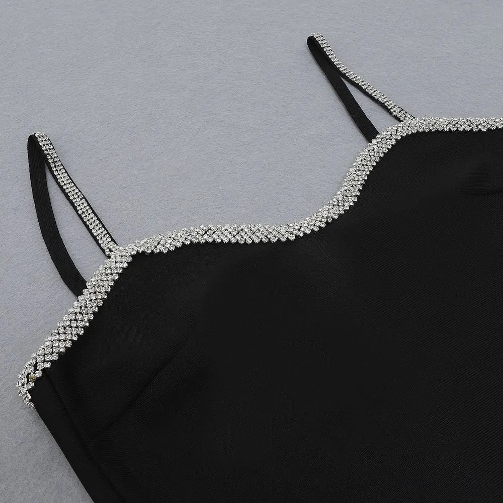 Strappy Sleeveless Rhinestone Mini Bandage Dress HB7398