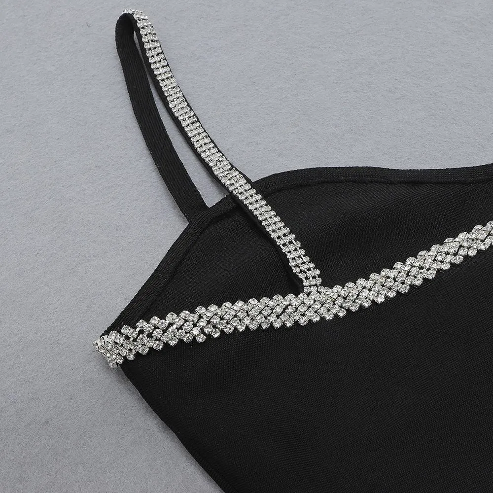 Strappy Sleeveless Rhinestone Mini Bandage Dress HB7398