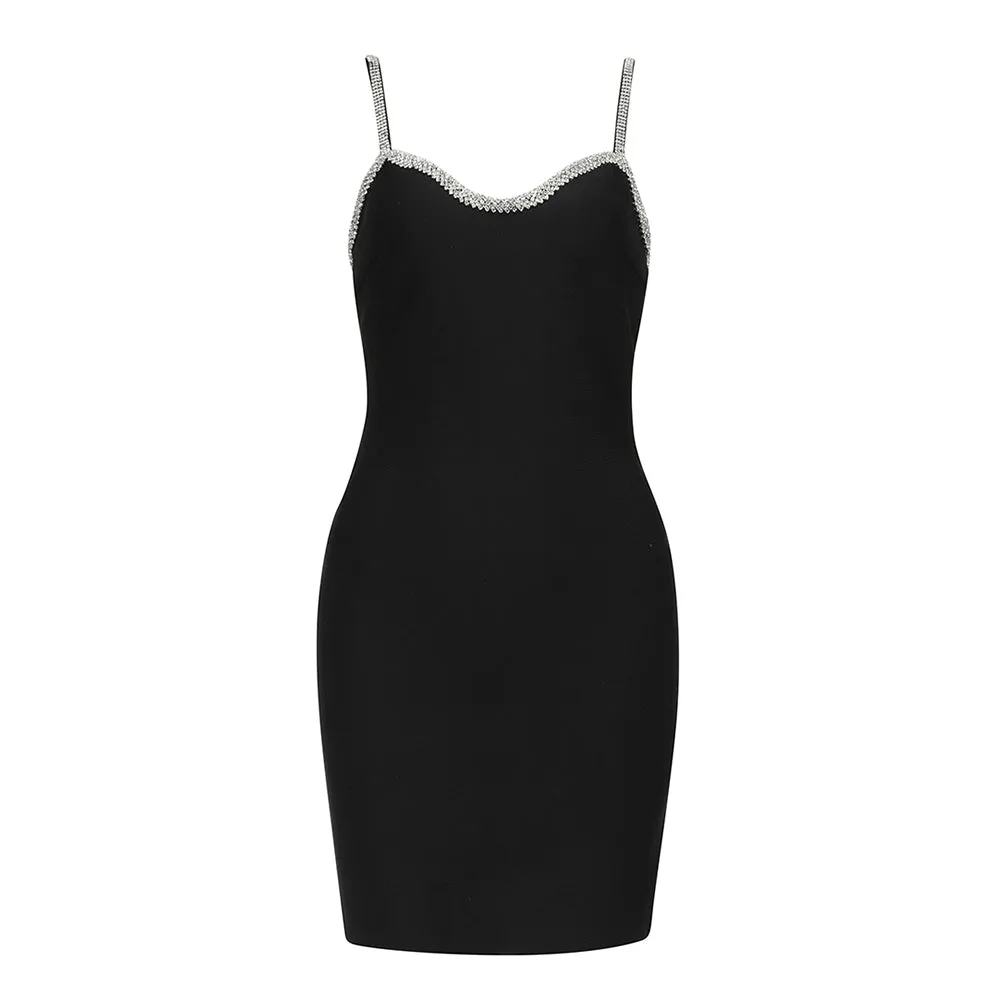 Strappy Sleeveless Rhinestone Mini Bandage Dress HB7398