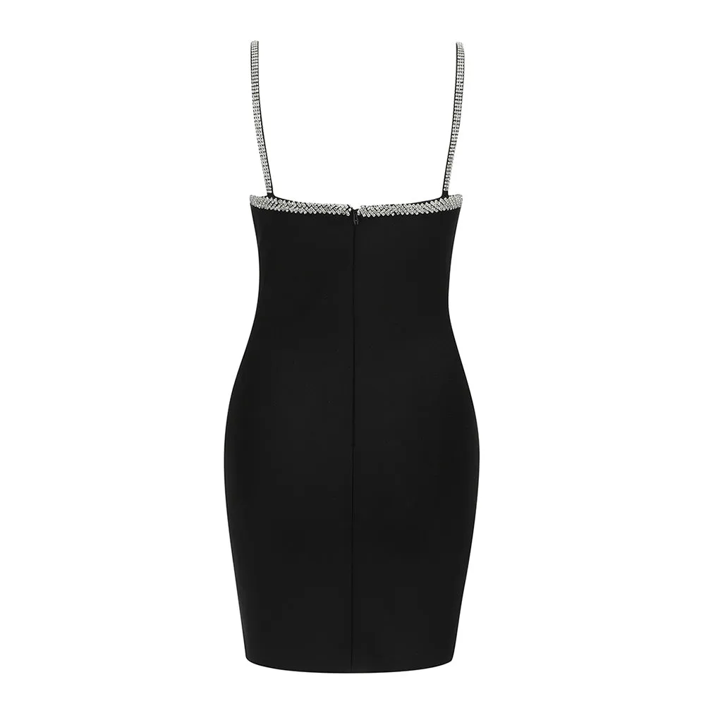 Strappy Sleeveless Rhinestone Mini Bandage Dress HB7398