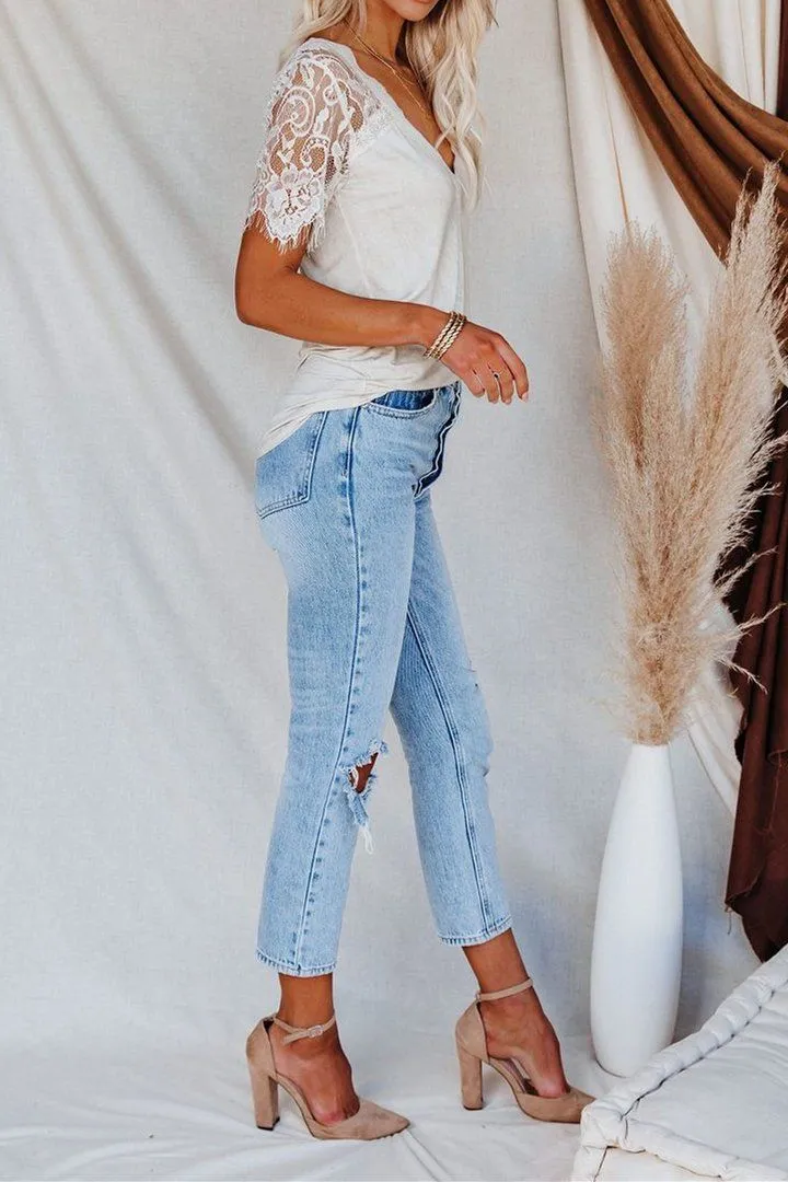 Sweet Side Lace Top - White