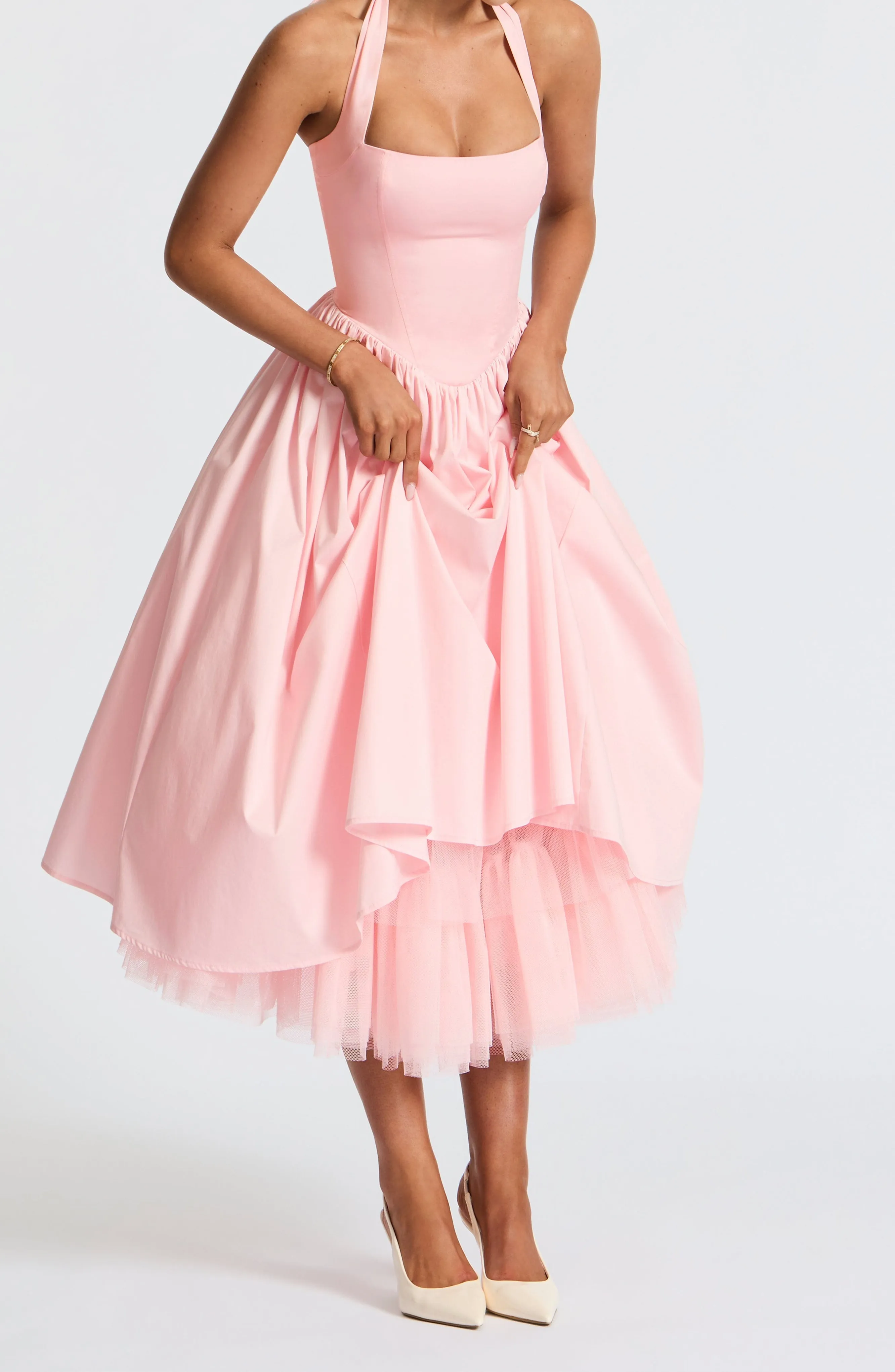 Zoe Midi Dress-Blush