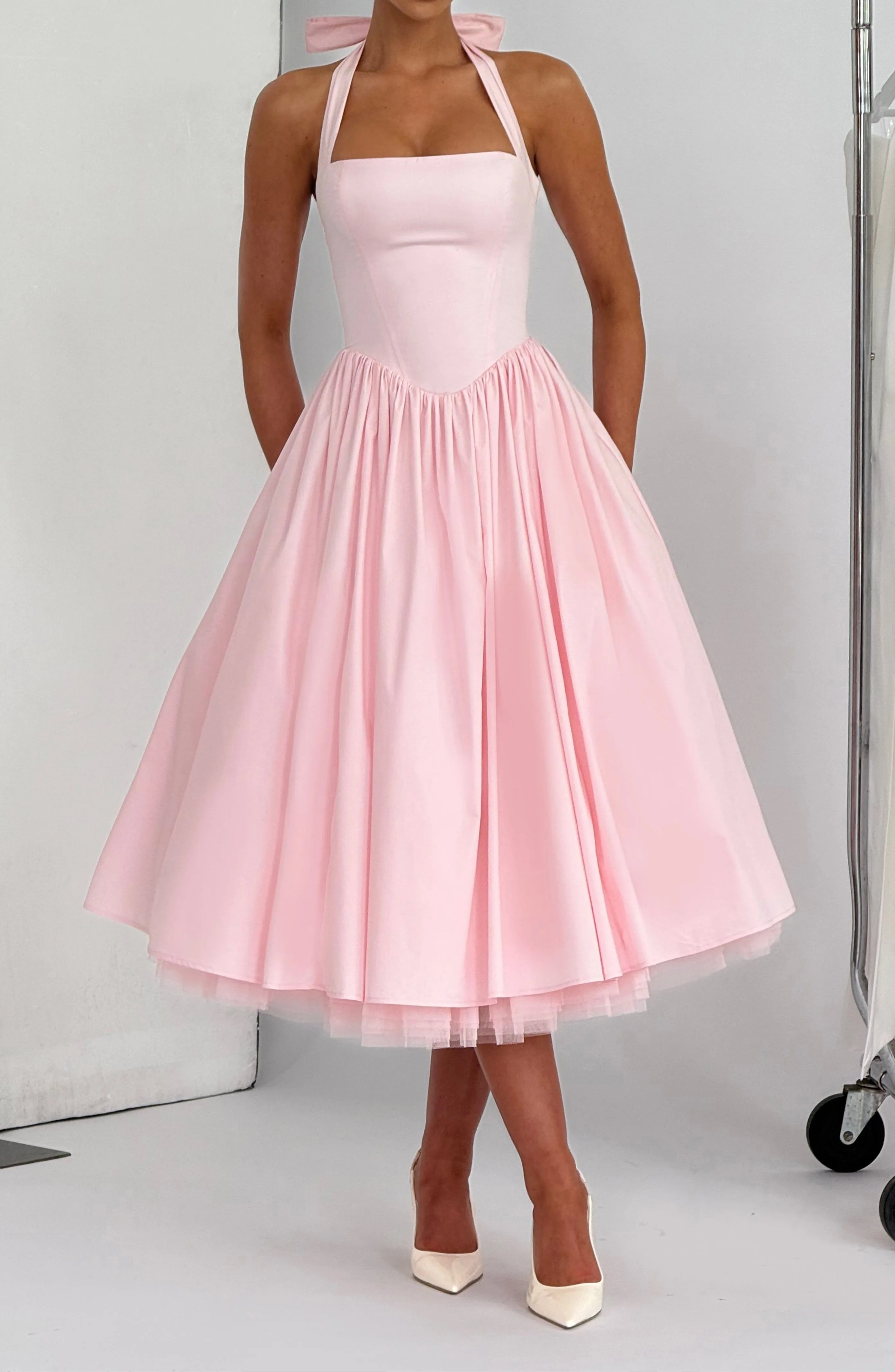 Zoe Midi Dress-Blush